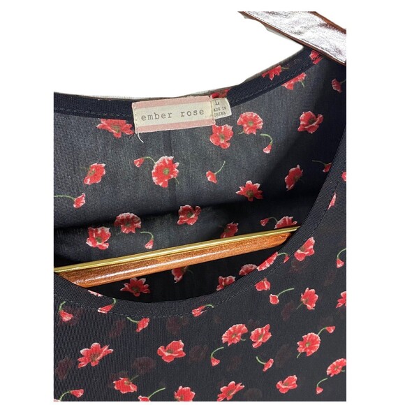 Large Sheer Floral Top, Ember Rose,Stretchy - Picture 4 of 5